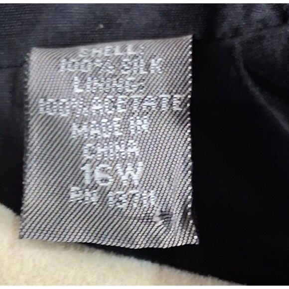 Kate Hill Woman Black Silk Jacket/Blazer Size 16W Fully Lined 3/4 Sleeve - Picture 7 of 15